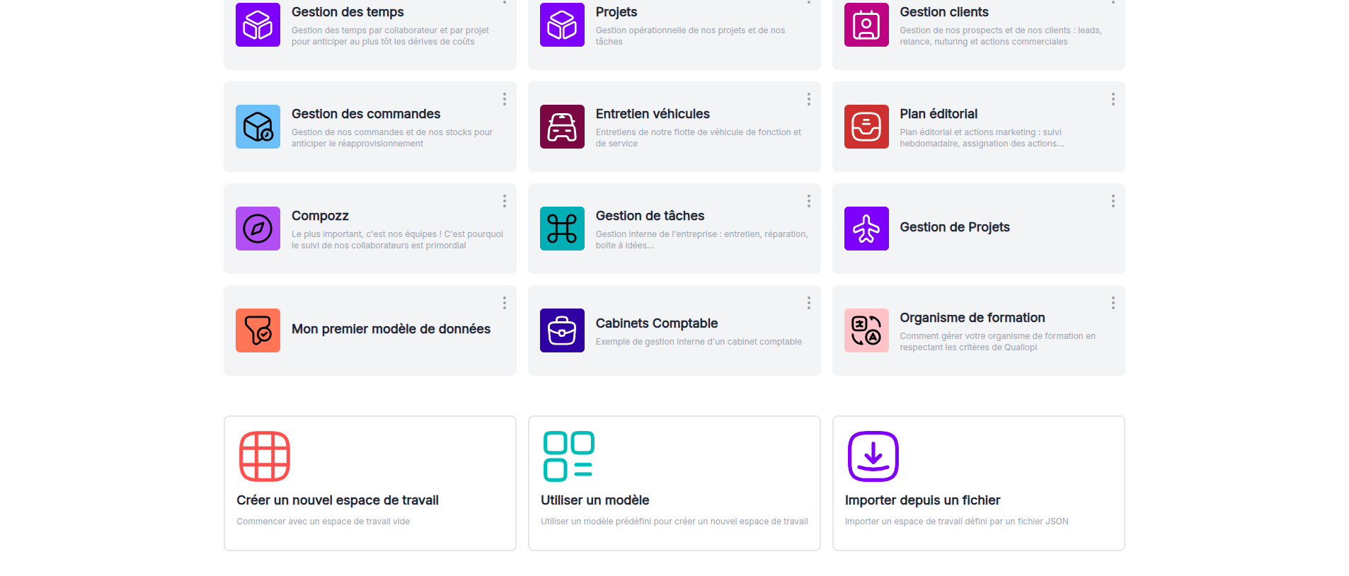 Home page view with import file module