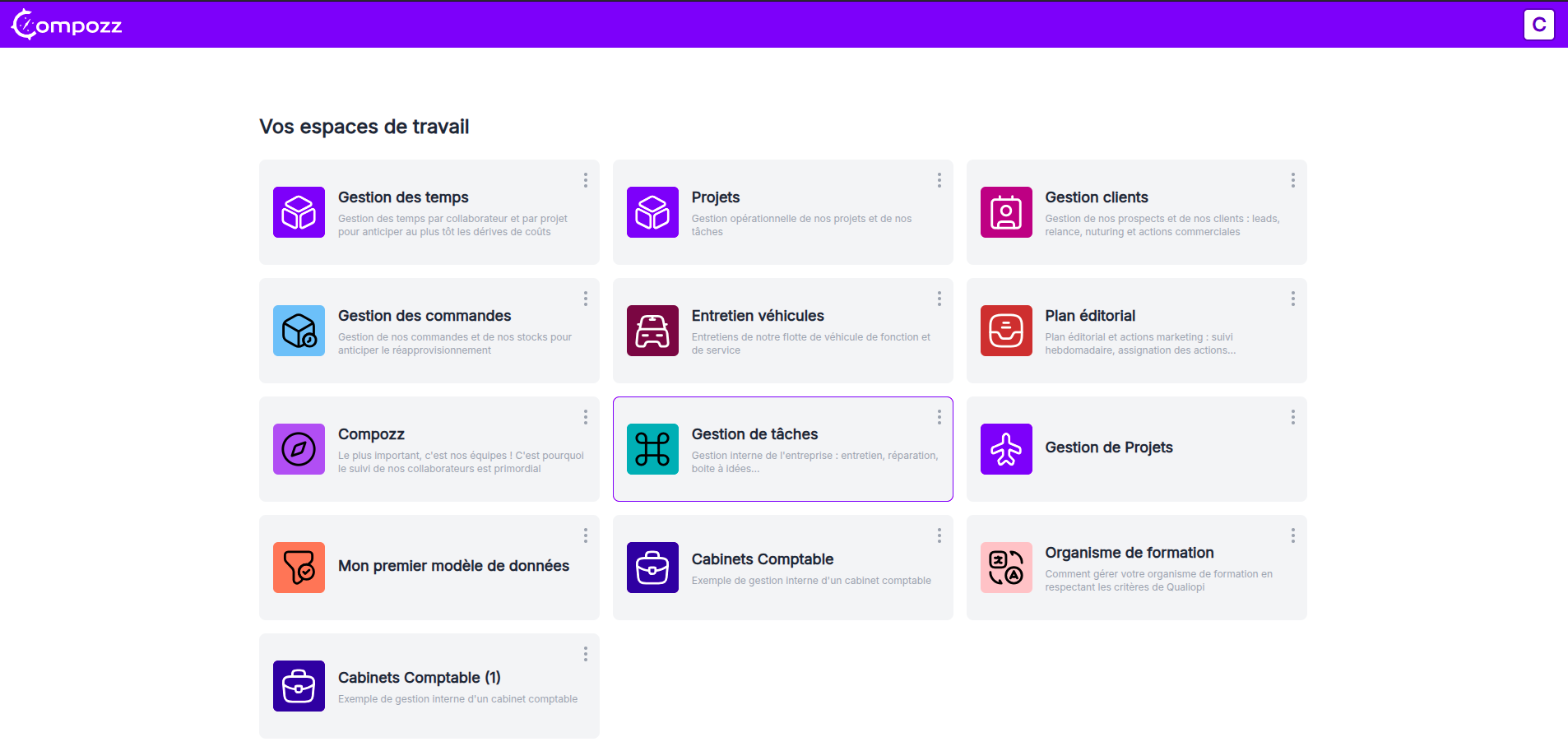 Home page view with newly imported data model