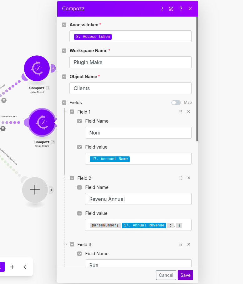 Record creation module in Make