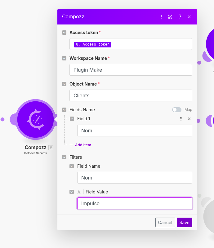 Record retrieval module in Make