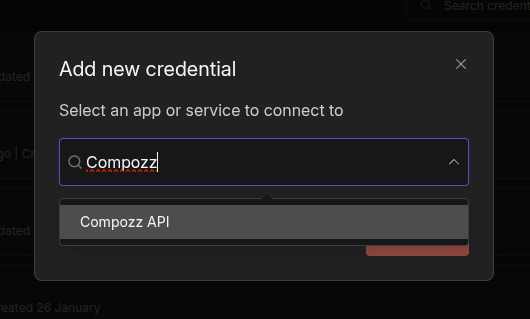 Rechercher l'API Compozz dans la barre de recherche