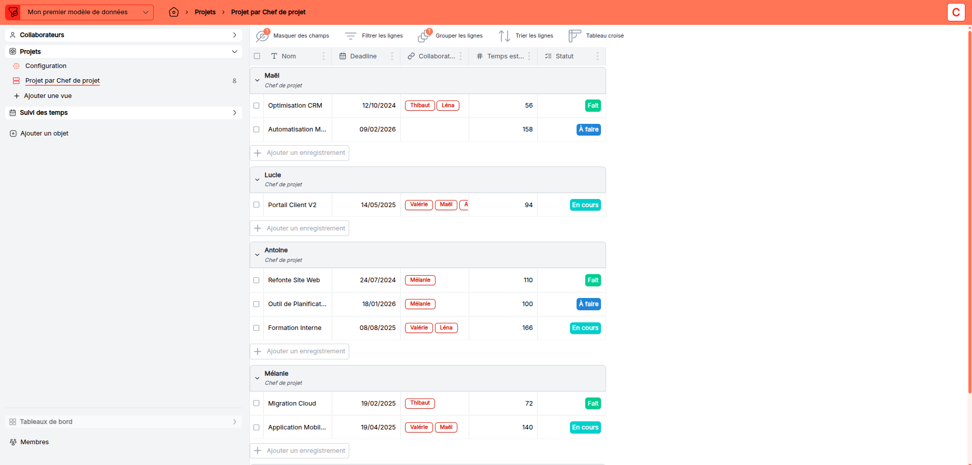 Projects vew by project manager